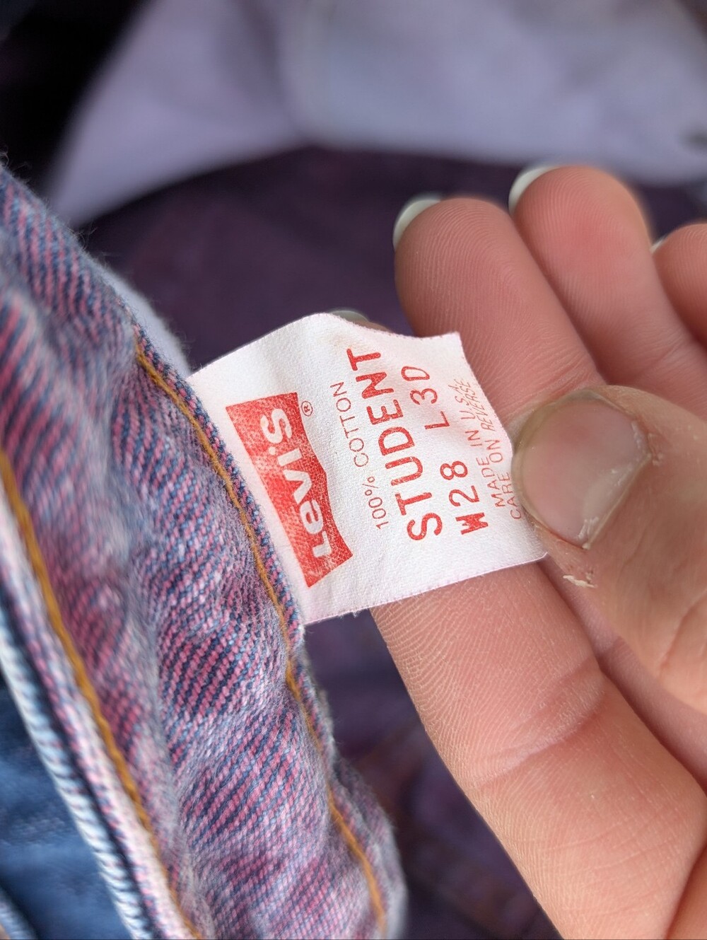 Vintage 1980s Levi's "Student" 100% Cotton Acid Washed Jeans W28 L30 - Picture 5 of 11